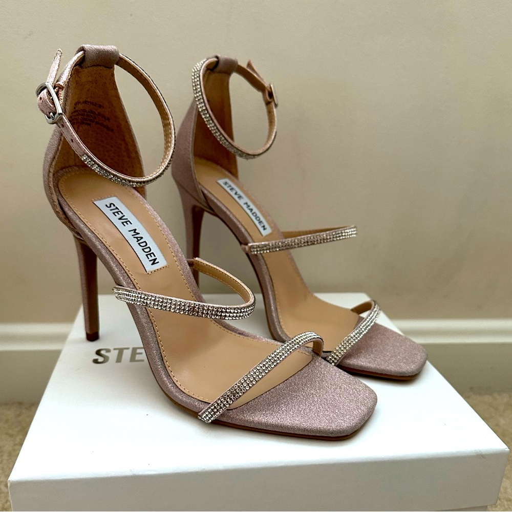 Blush Metallic Studded Steve Madden Heels